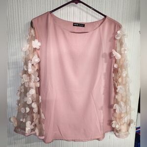 Pink Floral Embellished Women's Top